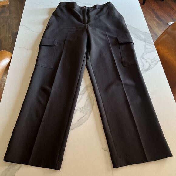 Rachel Zoe Pants Womens Medium Black Dress Cargo Boot Cut Career Minimalist - Picture 1 of 13